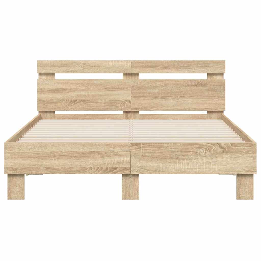 Cadre de lit avec LED Sonoma 137 x 190 cm Bois d'ingénierie - XIOS