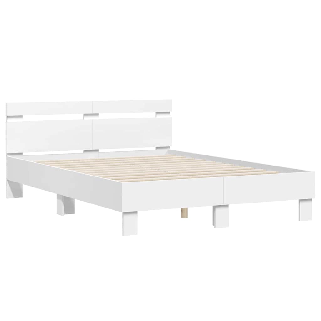 Cadre de lit avec LED Blanc 137 x 190 cm Bois d'ingénierie - XIOS