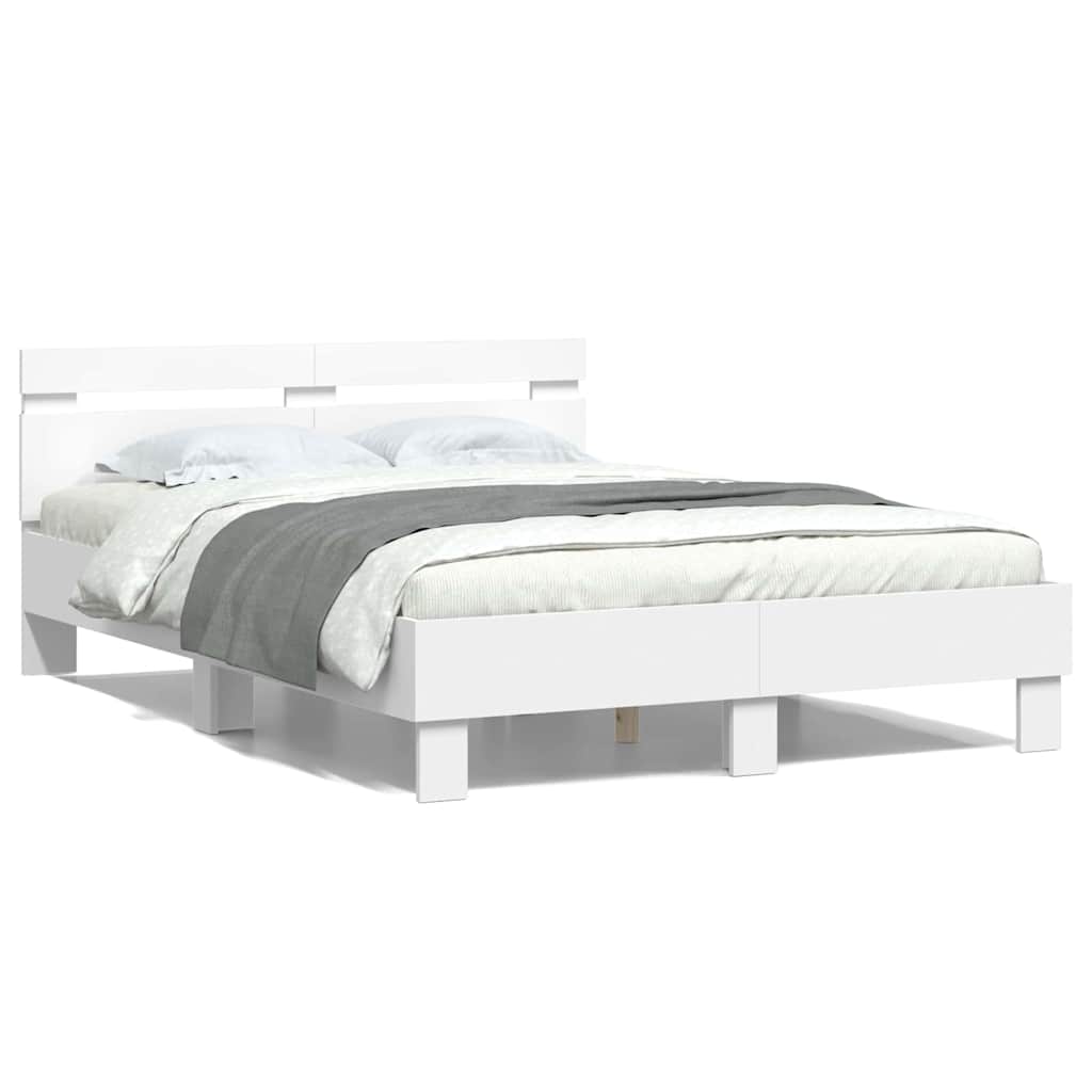 Cadre de lit avec LED Blanc 137 x 190 cm Bois d'ingénierie - XIOS