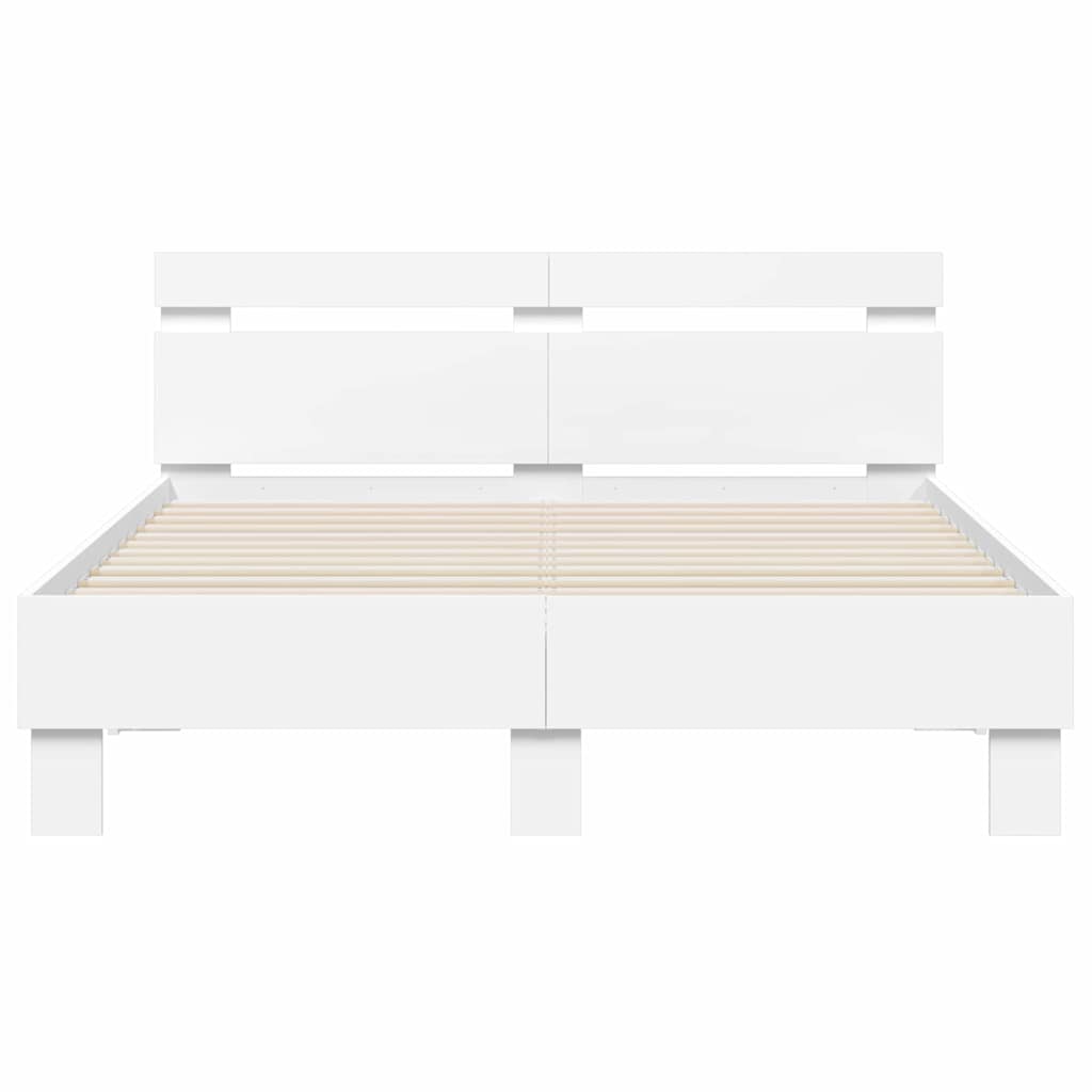 Cadre de lit avec LED Blanc 137 x 190 cm Bois d'ingénierie - XIOS