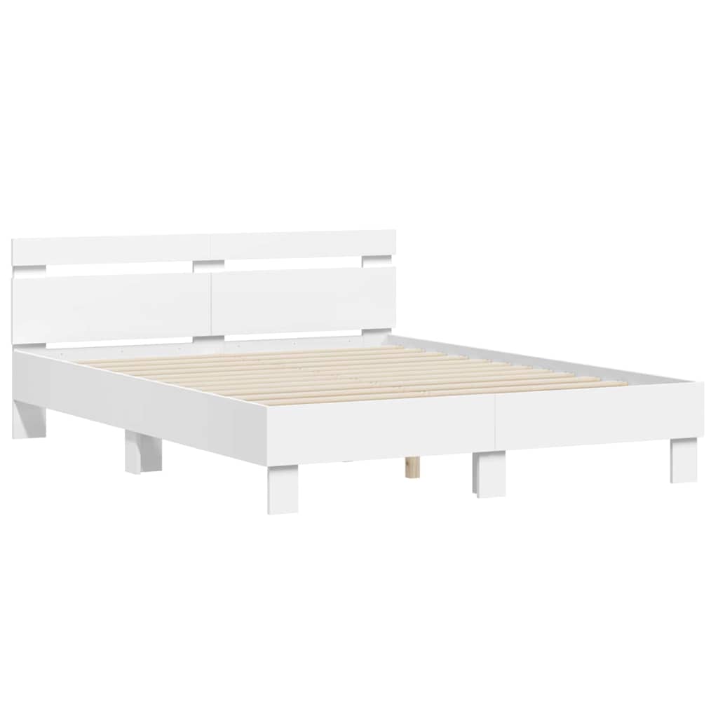 Cadre de lit avec LED Blanc 152 x 203 cm Bois d'ingénierie - XIOS