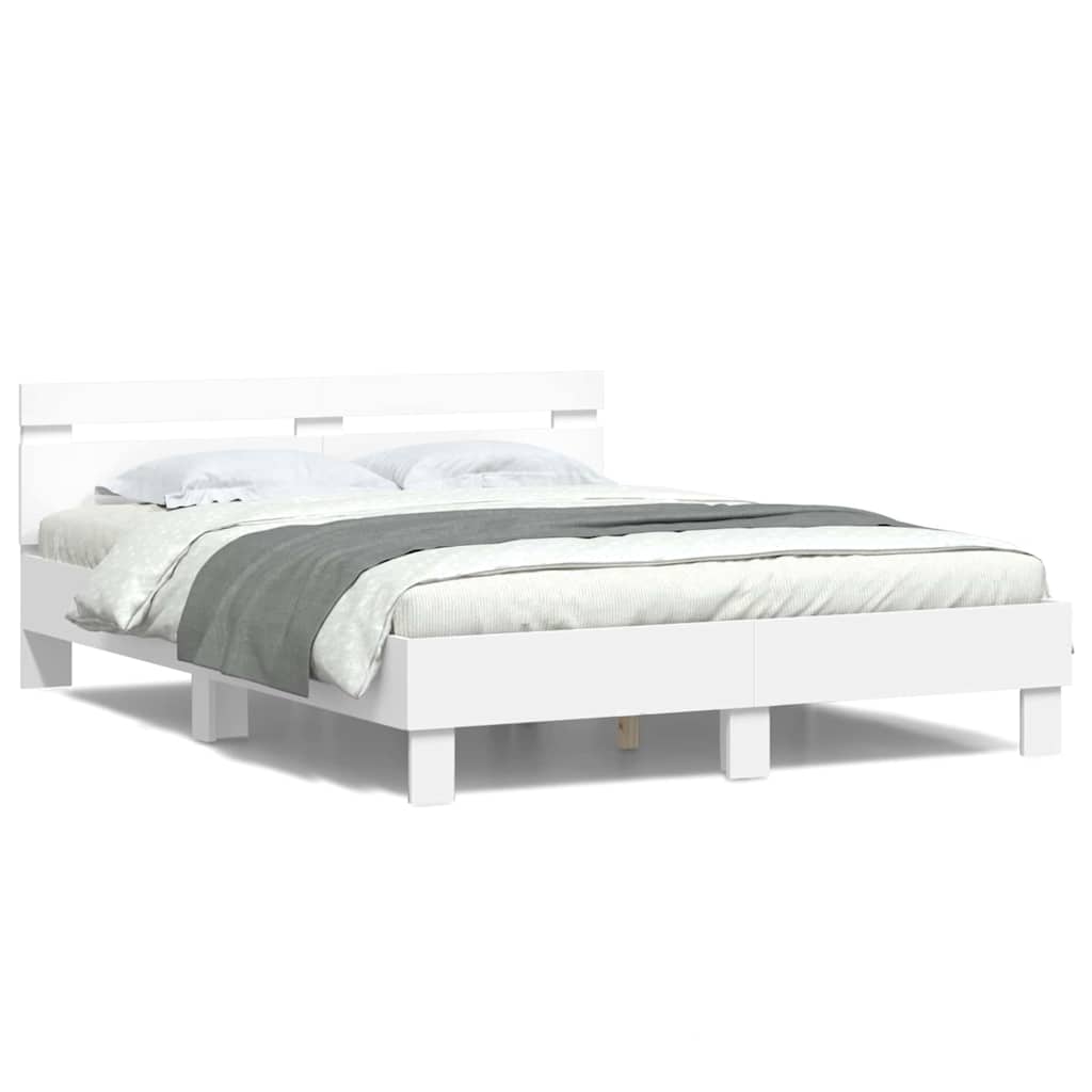 Cadre de lit avec LED Blanc 152 x 203 cm Bois d'ingénierie - XIOS