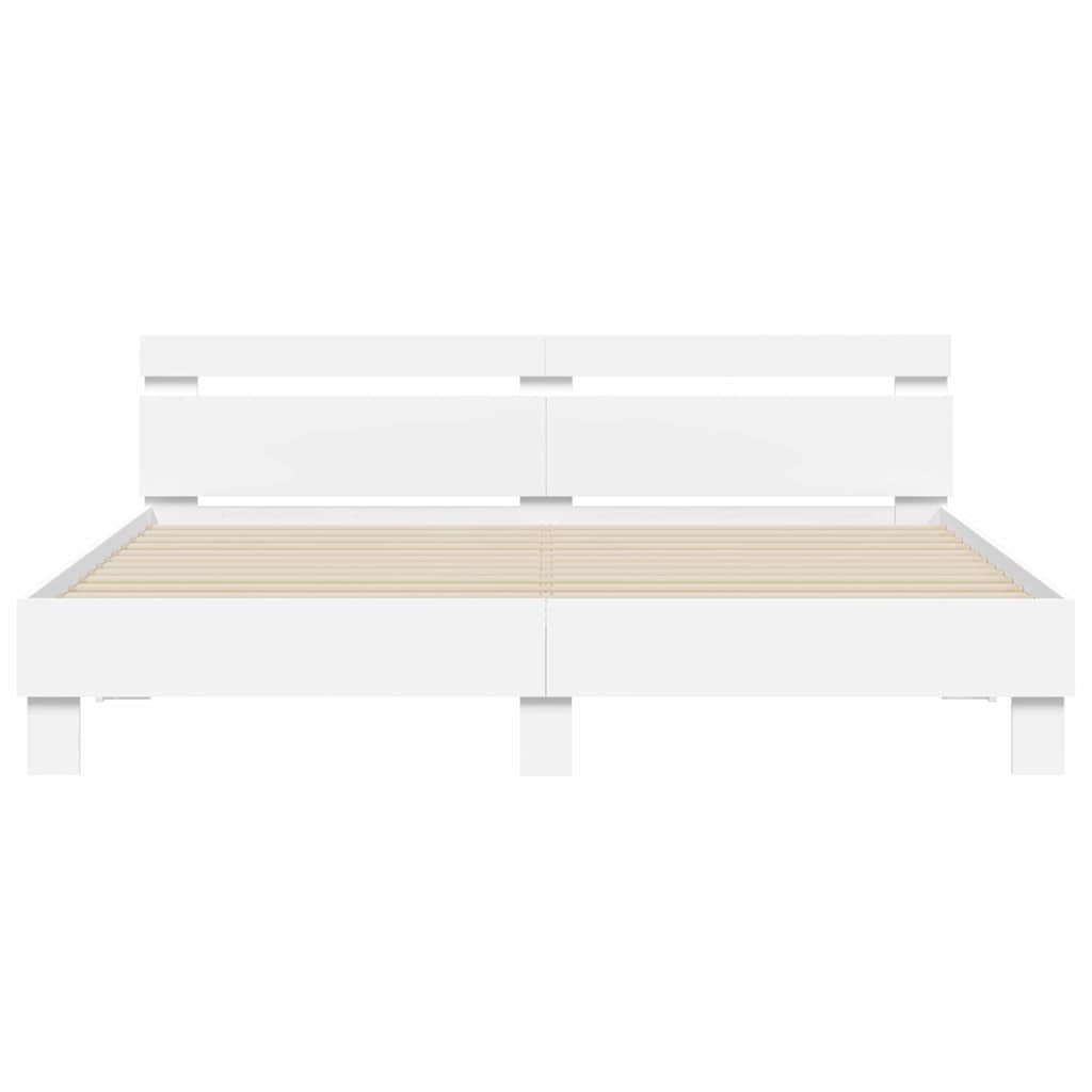 Cadre de lit avec LED Blanc 193 x 203 cm Bois d'ingénierie - XIOS