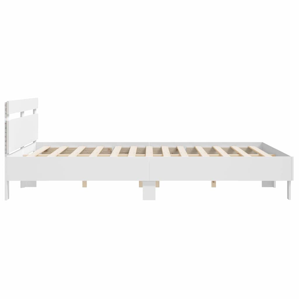 Cadre de lit avec LED Blanc 193 x 203 cm Bois d'ingénierie - XIOS