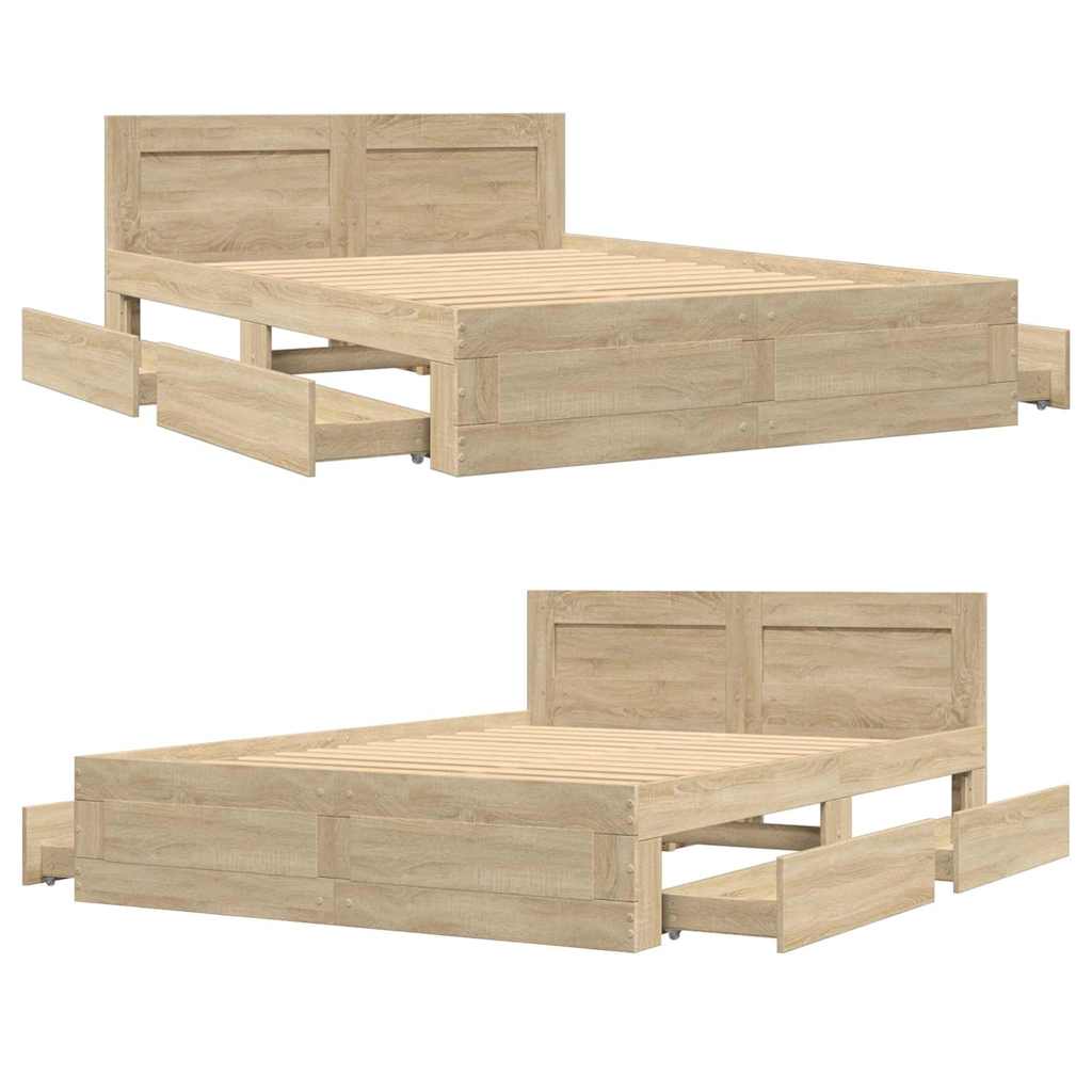 Cadre de lit 2 pcs Sonoma 137 x 188 cm Bois d'ingénierie - XIOS