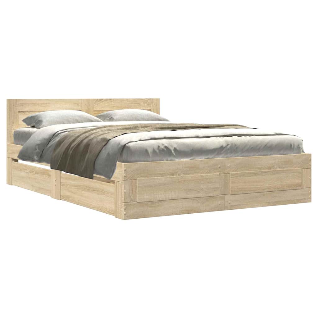 Cadre de lit 2 pcs Sonoma 137 x 188 cm Bois d'ingénierie - XIOS