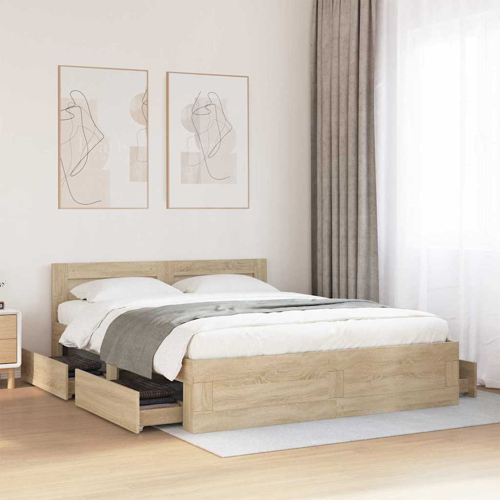 Cadre de lit 2 pcs Sonoma 153 x 203 cm Bois d'ingénierie - XIOS