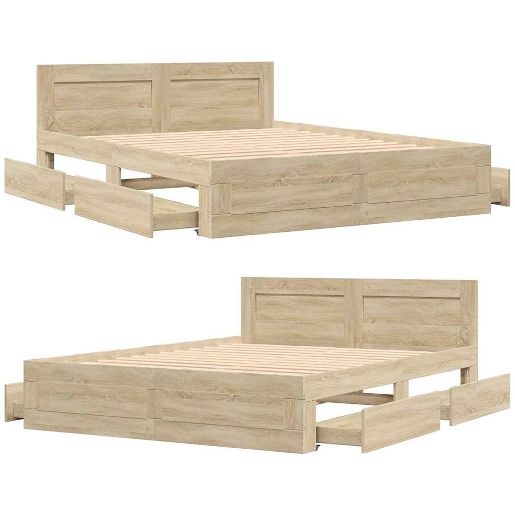 Cadre de lit 2 pcs Sonoma 153 x 203 cm Bois d'ingénierie - XIOS