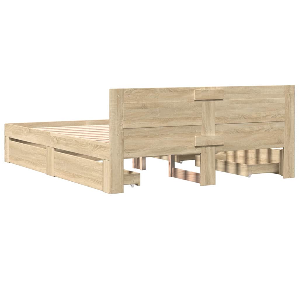 Cadre de lit 2 pcs Sonoma 153 x 203 cm Bois d'ingénierie - XIOS