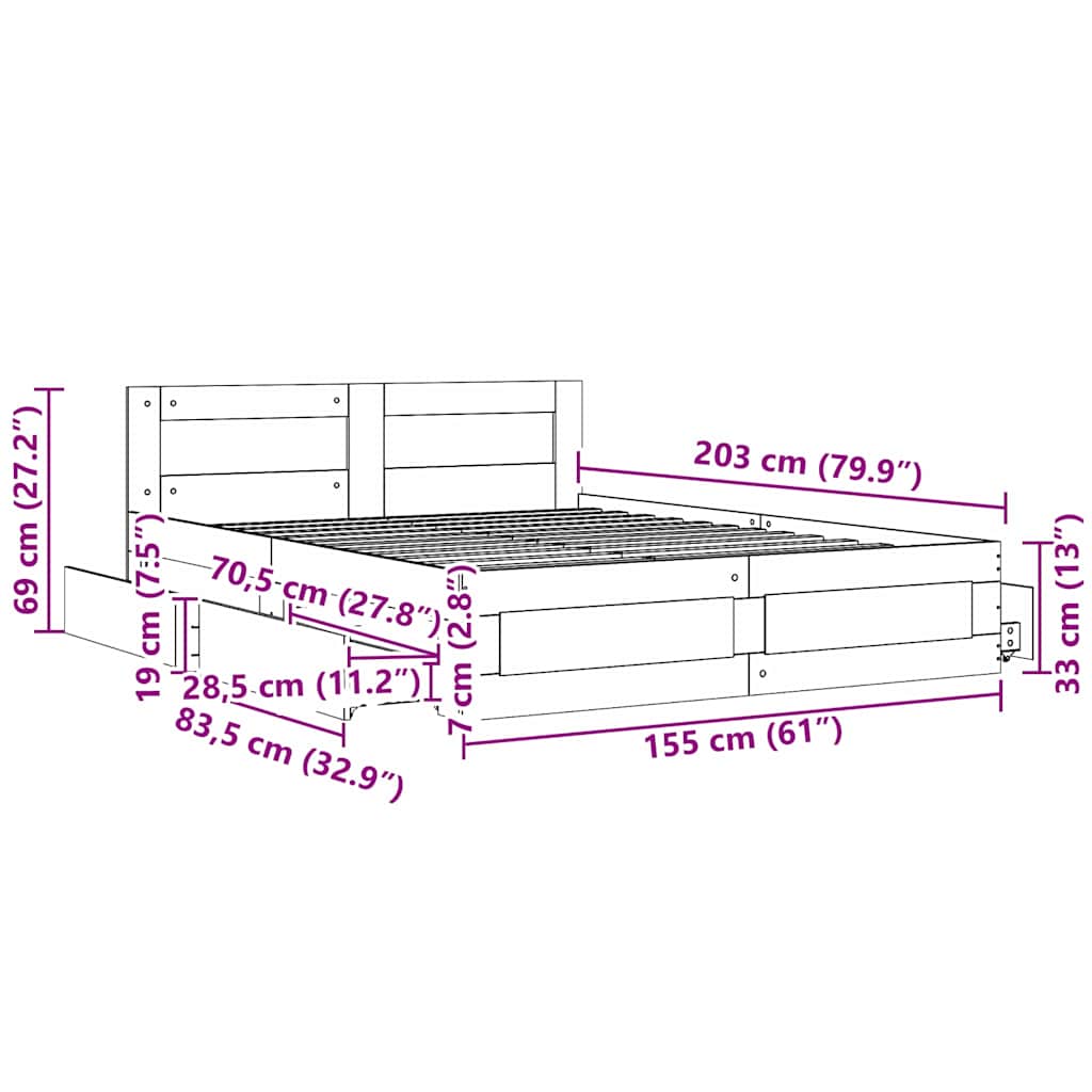 Cadre de lit 2 pcs Sonoma 153 x 203 cm Bois d'ingénierie - XIOS