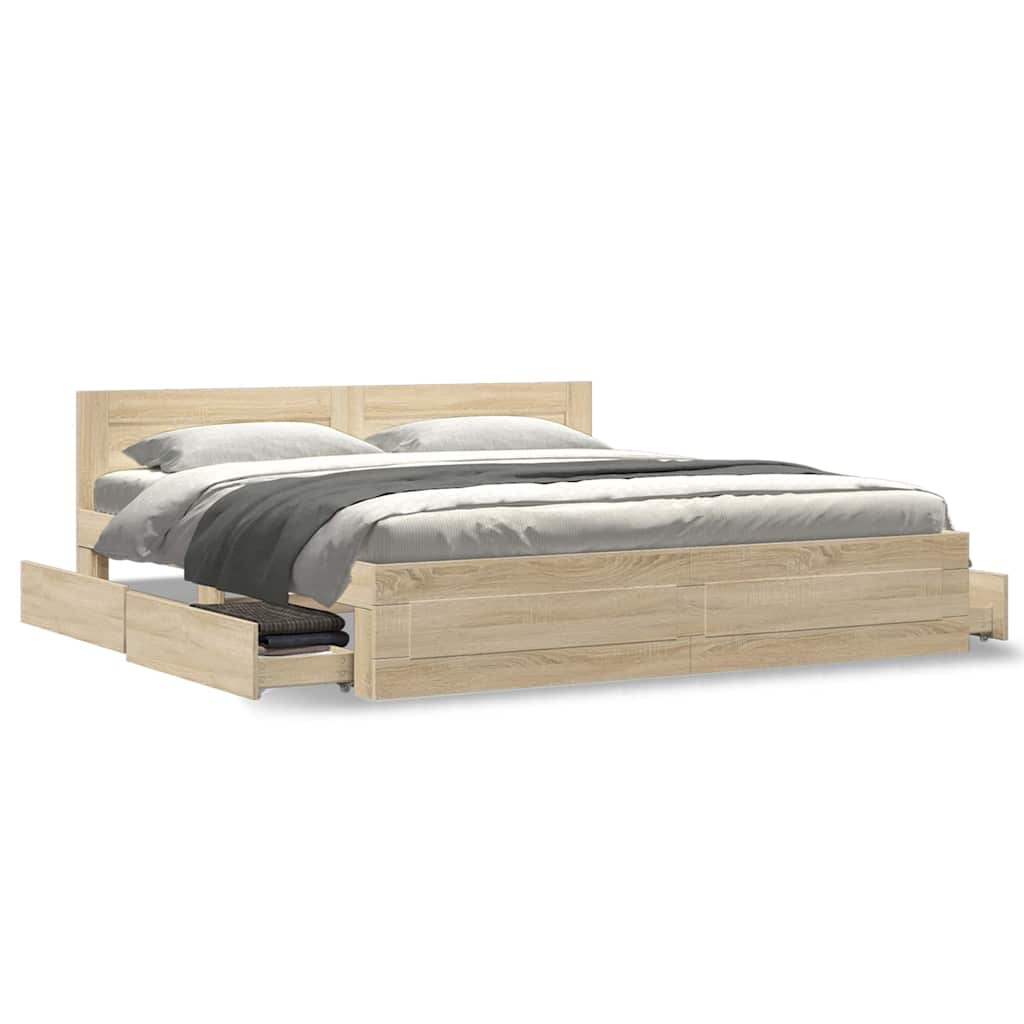 Cadre de lit 2 pcs Sonoma 193 x 203 cm Bois d'ingénierie - XIOS