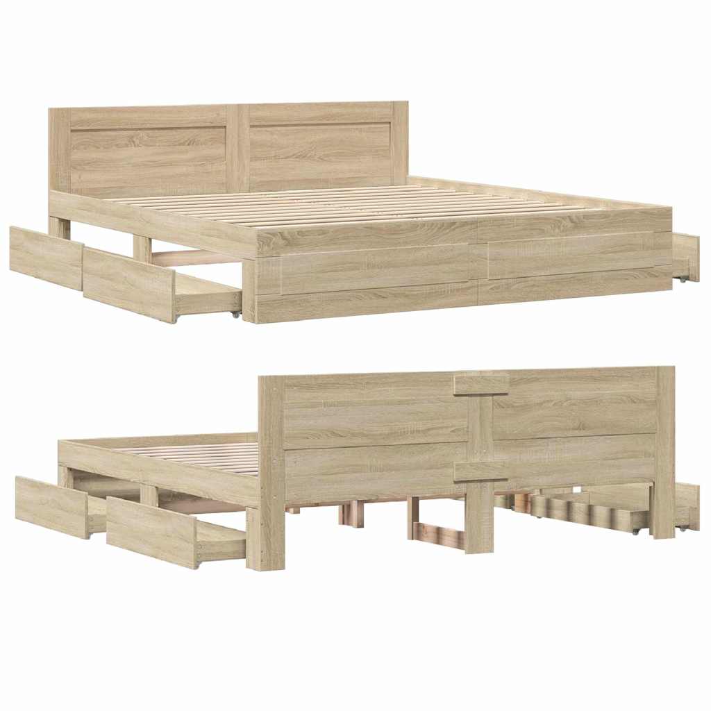 Cadre de lit 2 pcs Sonoma 193 x 203 cm Bois d'ingénierie - XIOS