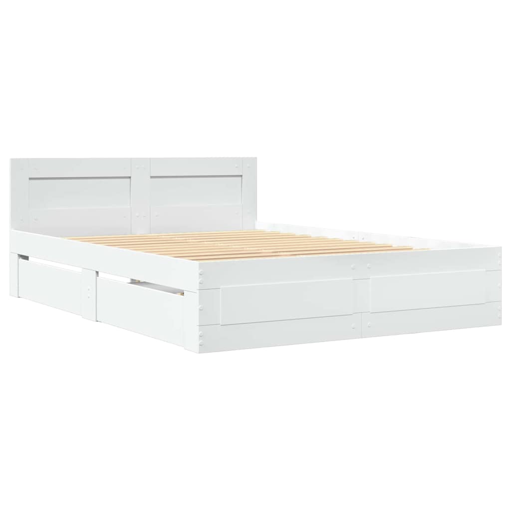 Cadre de lit 2 pcs Blanc 137 x 188 cm Bois d'ingénierie - XIOS