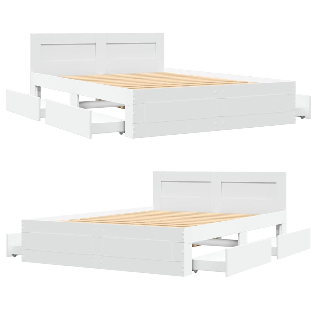 Cadre de lit 2 pcs Blanc 137 x 188 cm Bois d'ingénierie - XIOS