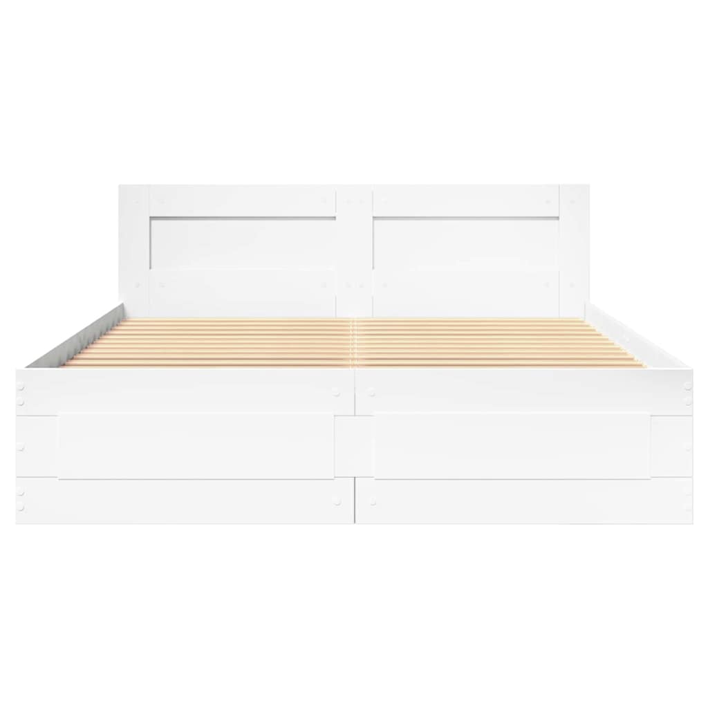 Cadre de lit 2 pcs Blanc 137 x 188 cm Bois d'ingénierie - XIOS