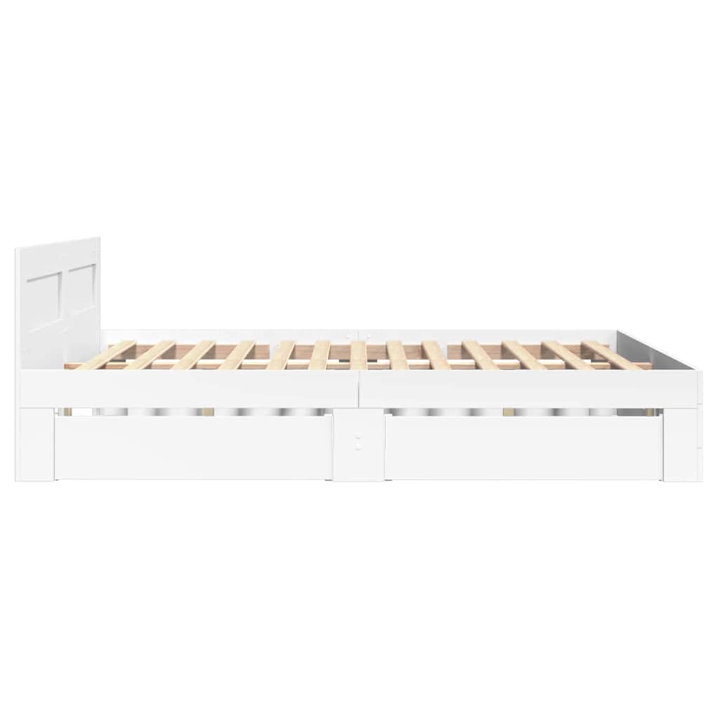 Cadre de lit 2 pcs Blanc 137 x 188 cm Bois d'ingénierie - XIOS