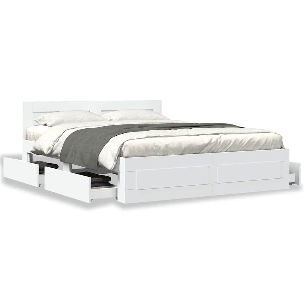 Cadre de lit 2 pcs Blanc 150 x 200 cm Bois d'ingénierie - XIOS