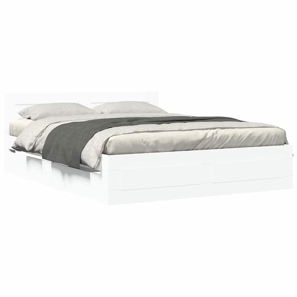 Cadre de lit 2 pcs Blanc 150 x 200 cm Bois d'ingénierie - XIOS