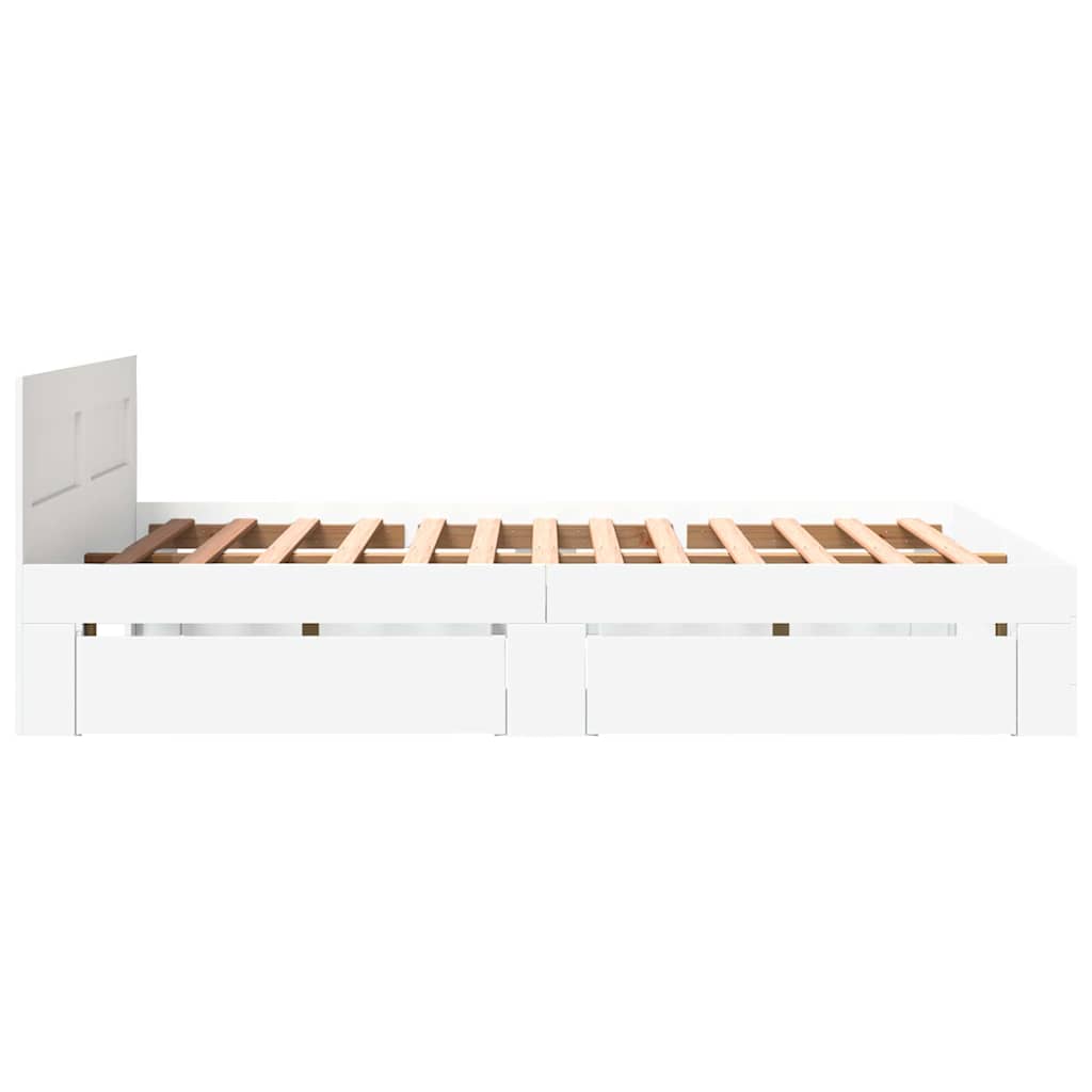 Cadre de lit 2 pcs Blanc 150 x 200 cm Bois d'ingénierie - XIOS