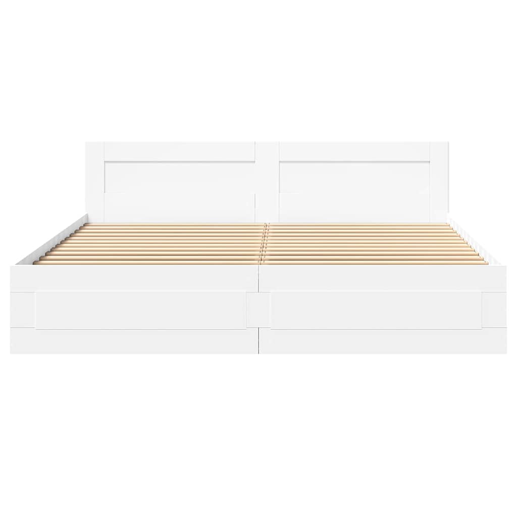 Cadre de lit 2 pcs Blanc 193 x 203 cm Bois d'ingénierie - XIOS