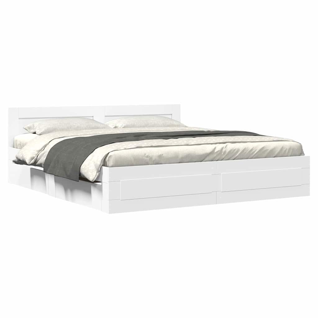 Cadre de lit 2 pcs Blanc 193 x 203 cm Bois d'ingénierie - XIOS