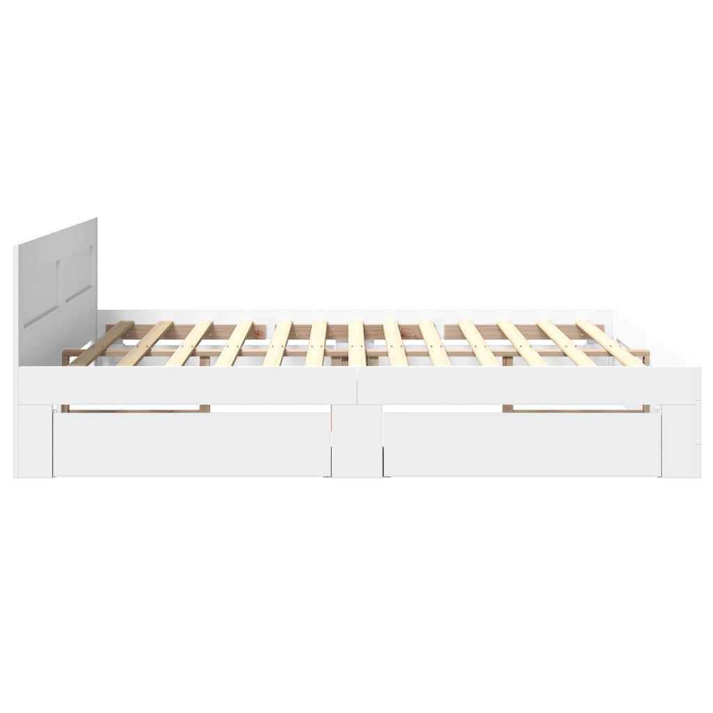 Cadre de lit 2 pcs Blanc 193 x 203 cm Bois d'ingénierie - XIOS