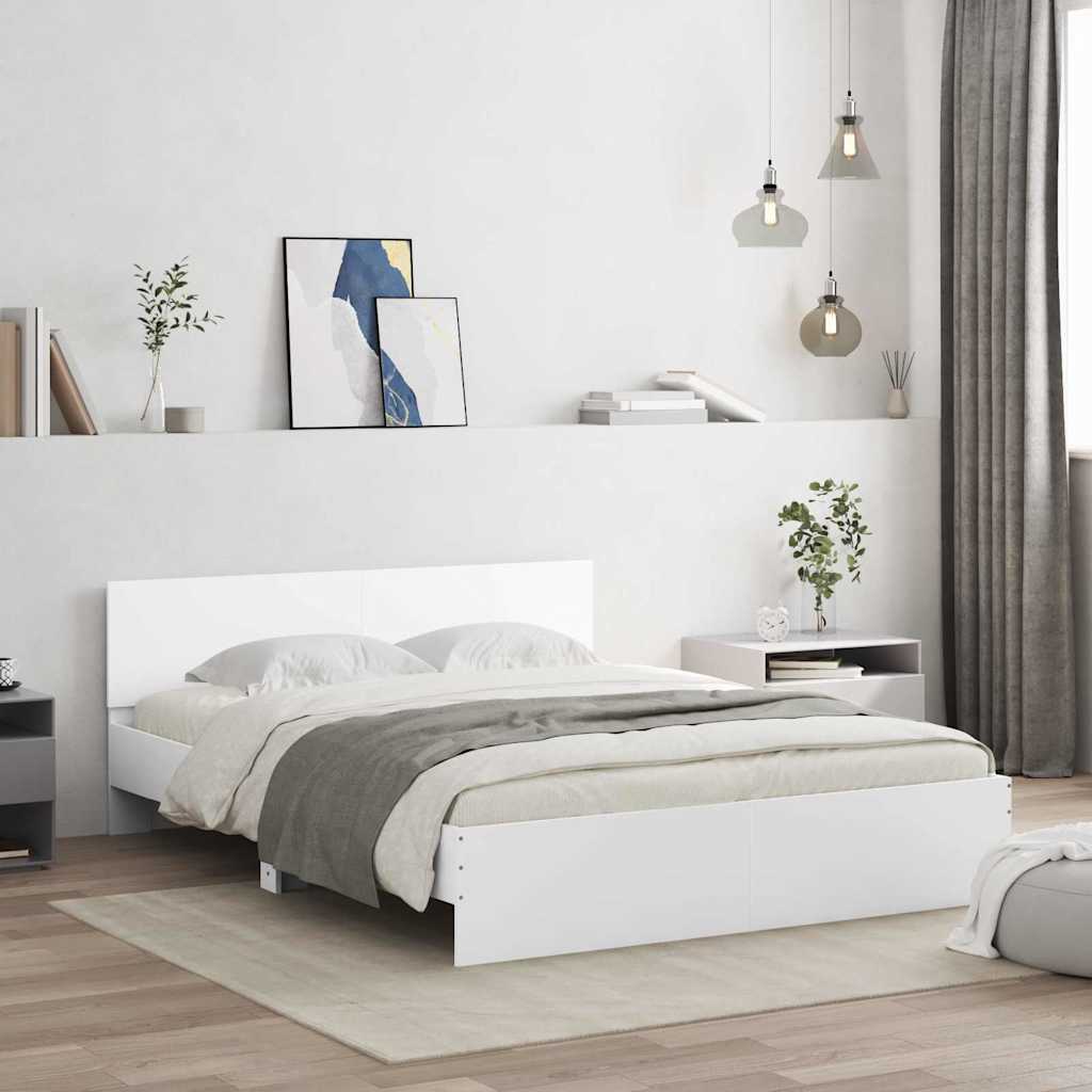 Cadre de lit Blanc 152 x 203 cm Bois d'ingénierie - XIOS