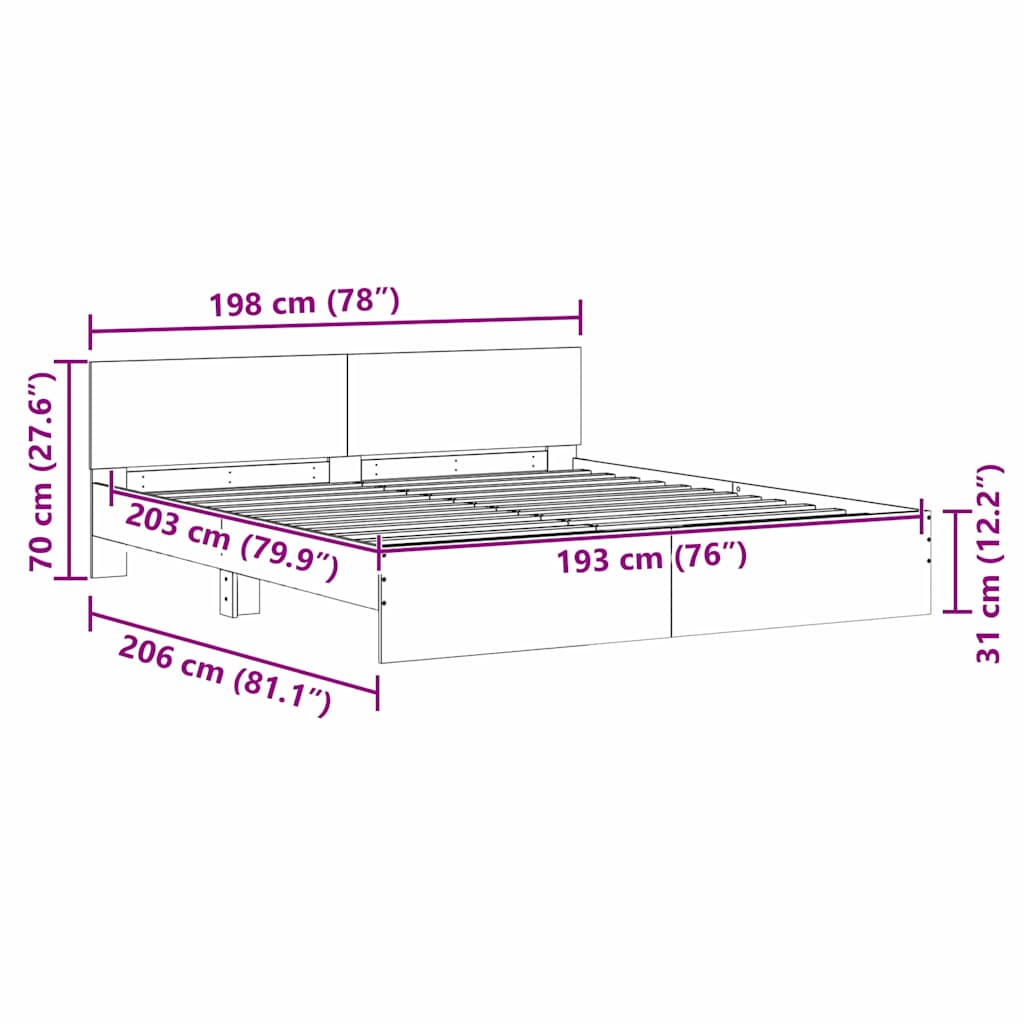 Cadre de lit 2 pcs Blanc 193 x 203 cm Bois d'ingénierie - XIOS