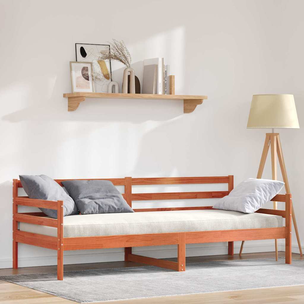 Lit de jour avec tête de lit Brun cire Pin massif - XIOS