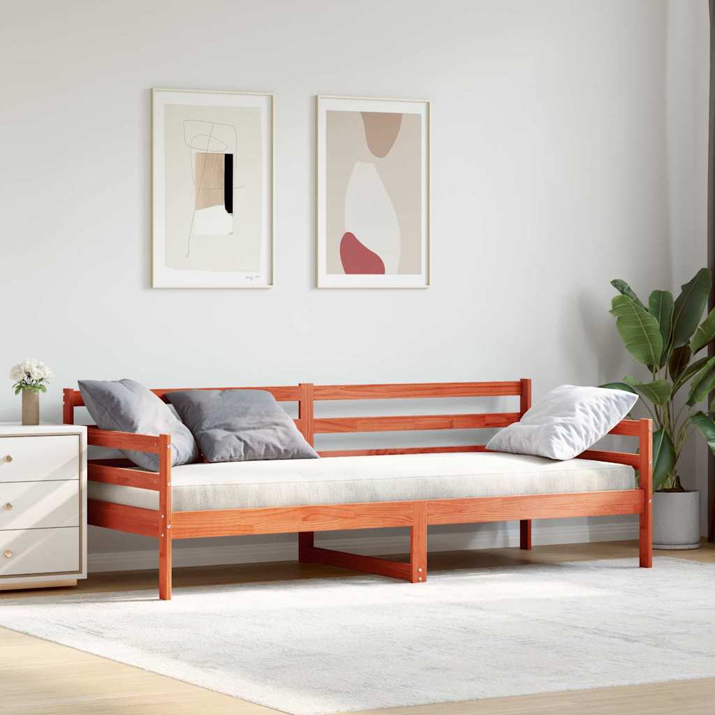 Lit de jour avec tête de lit Brun cire Pin massif - XIOS