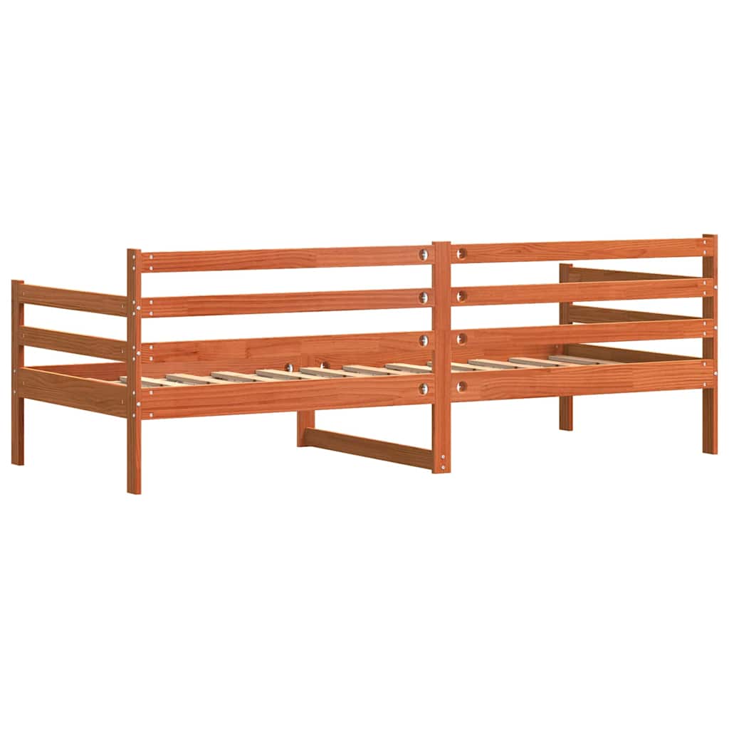 Lit de jour avec tête de lit Brun cire Pin massif - XIOS