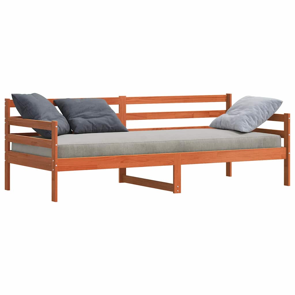 Lit de jour avec tête de lit Brun cire Pin massif - XIOS