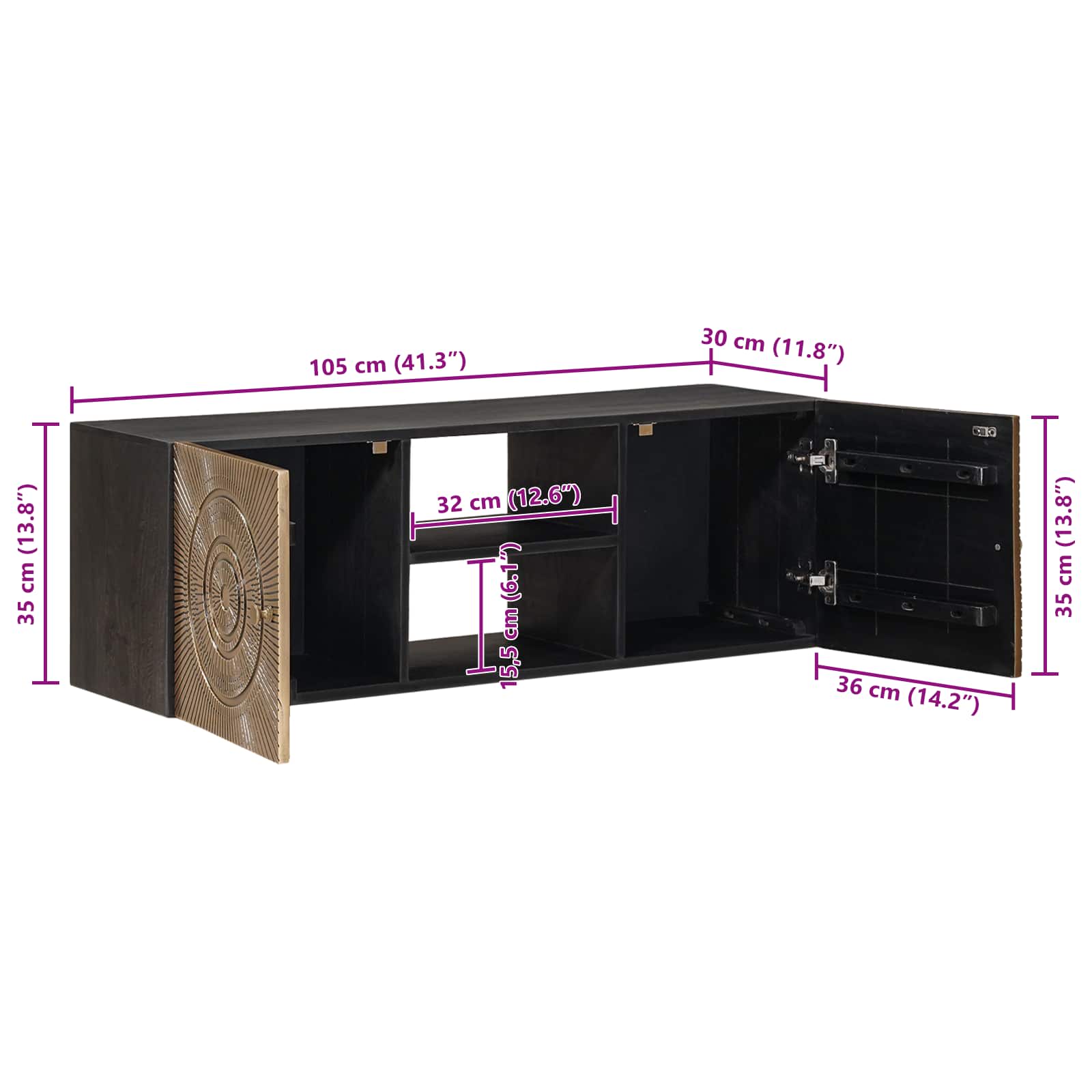 Meuble TV avec étagère avec stockage Laiton 105 x 30 x 35 cm - XIOS