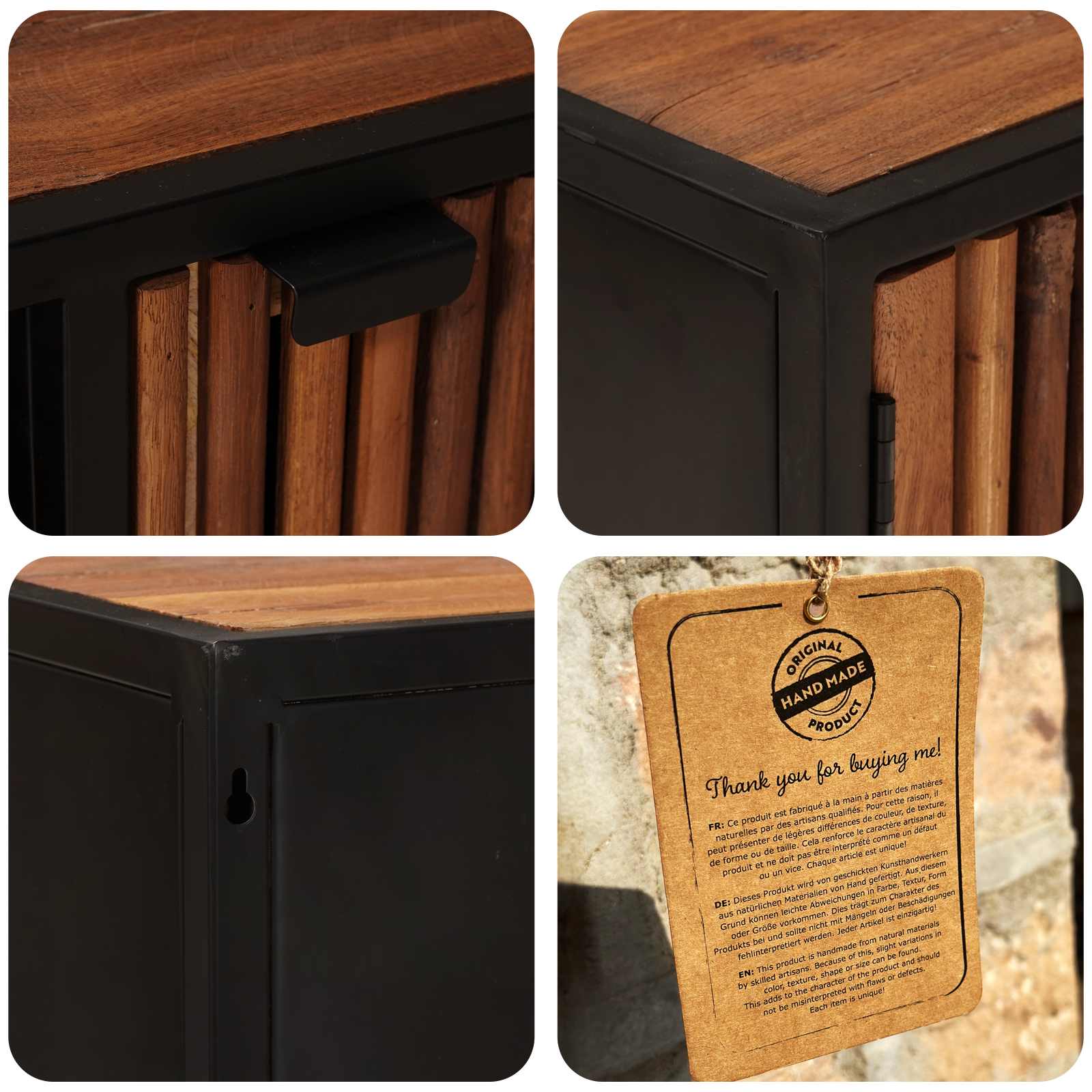 Meuble TV Fait Main 105 x 30 x 35 cm Bois de mangue massif