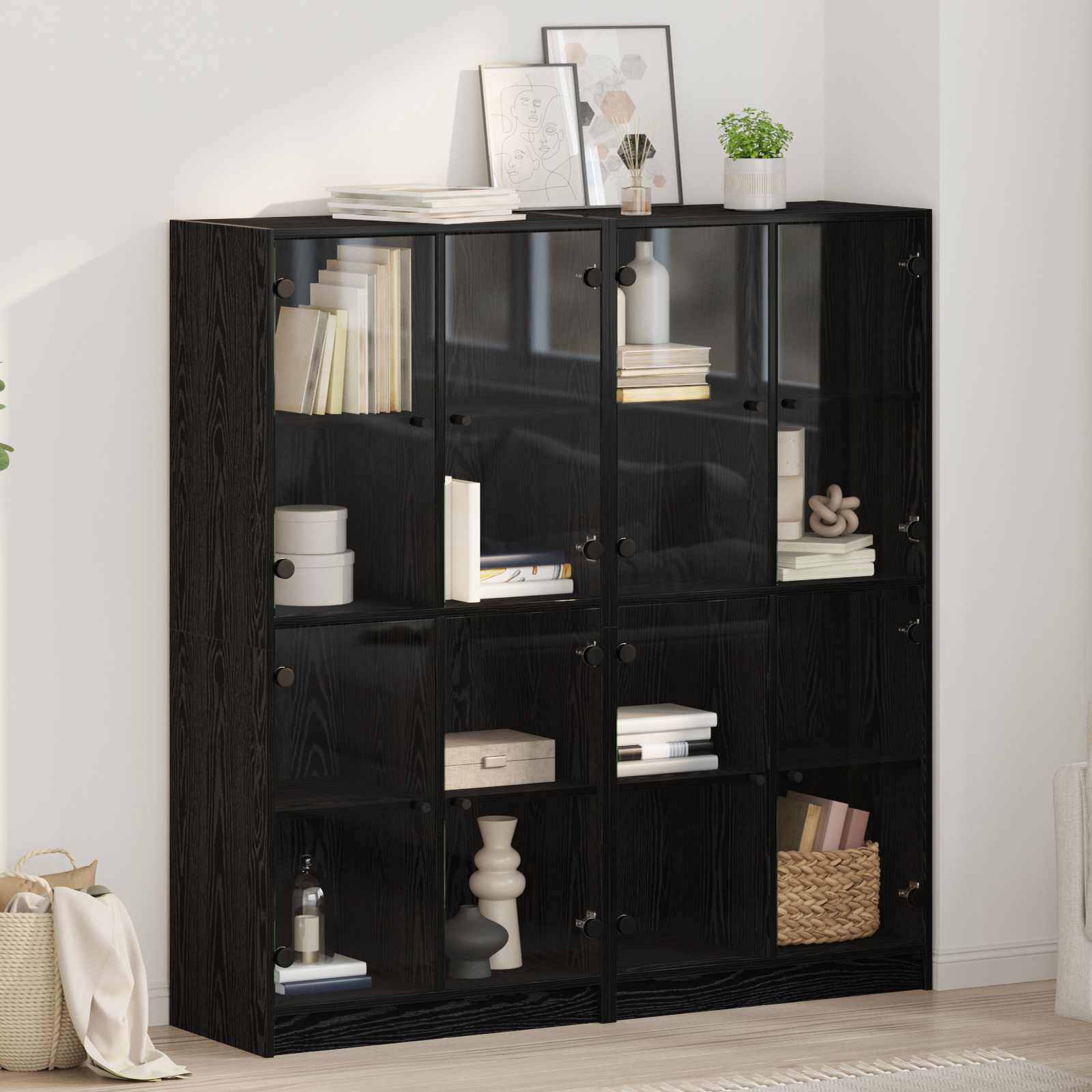 Haut Armoire 2 pcs Chêne noir 68 x 37 x 142 cm - XIOS