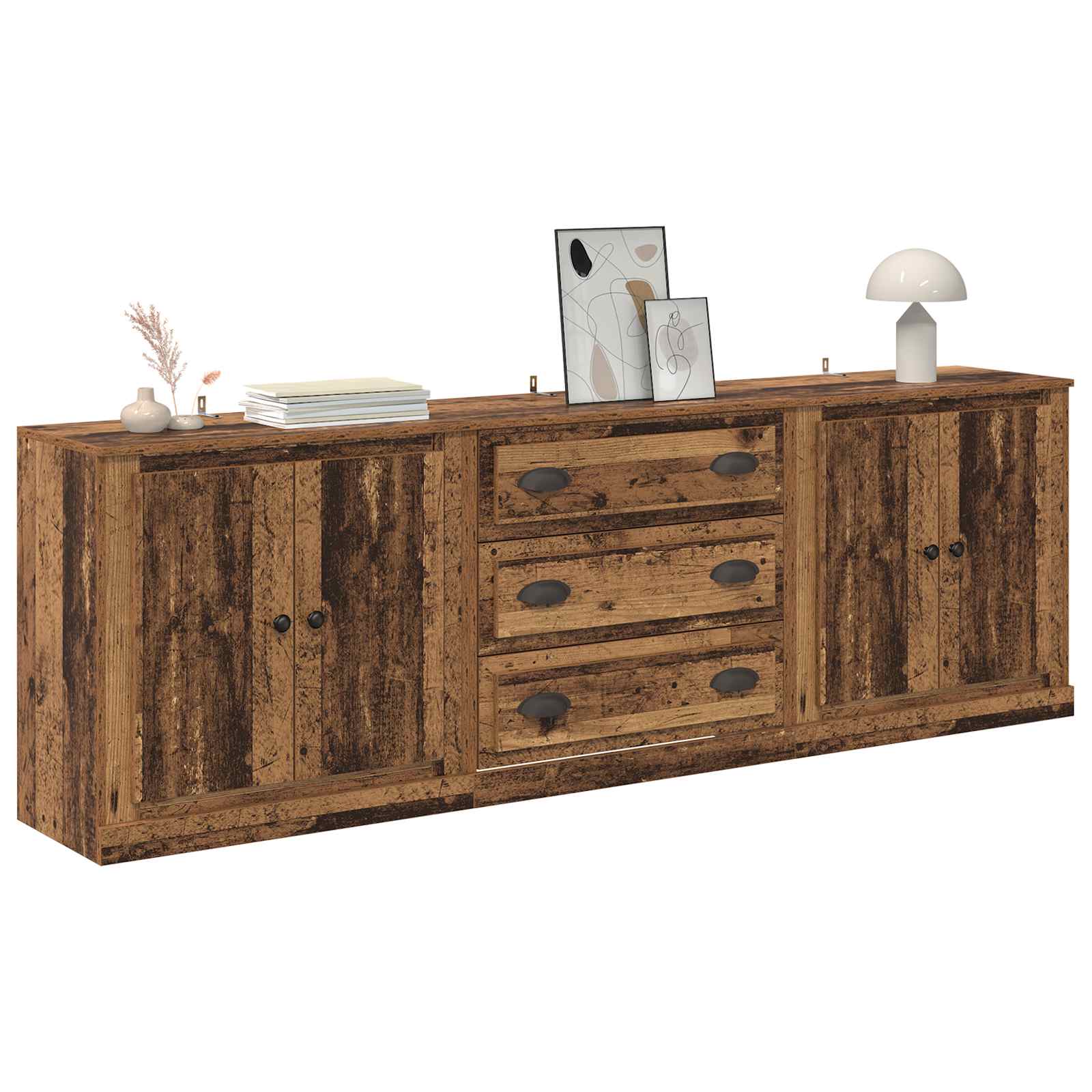 Buffets avec tiroir 3 pcs Bois ancien 210 x 35,5 x 67,5 cm - XIOS