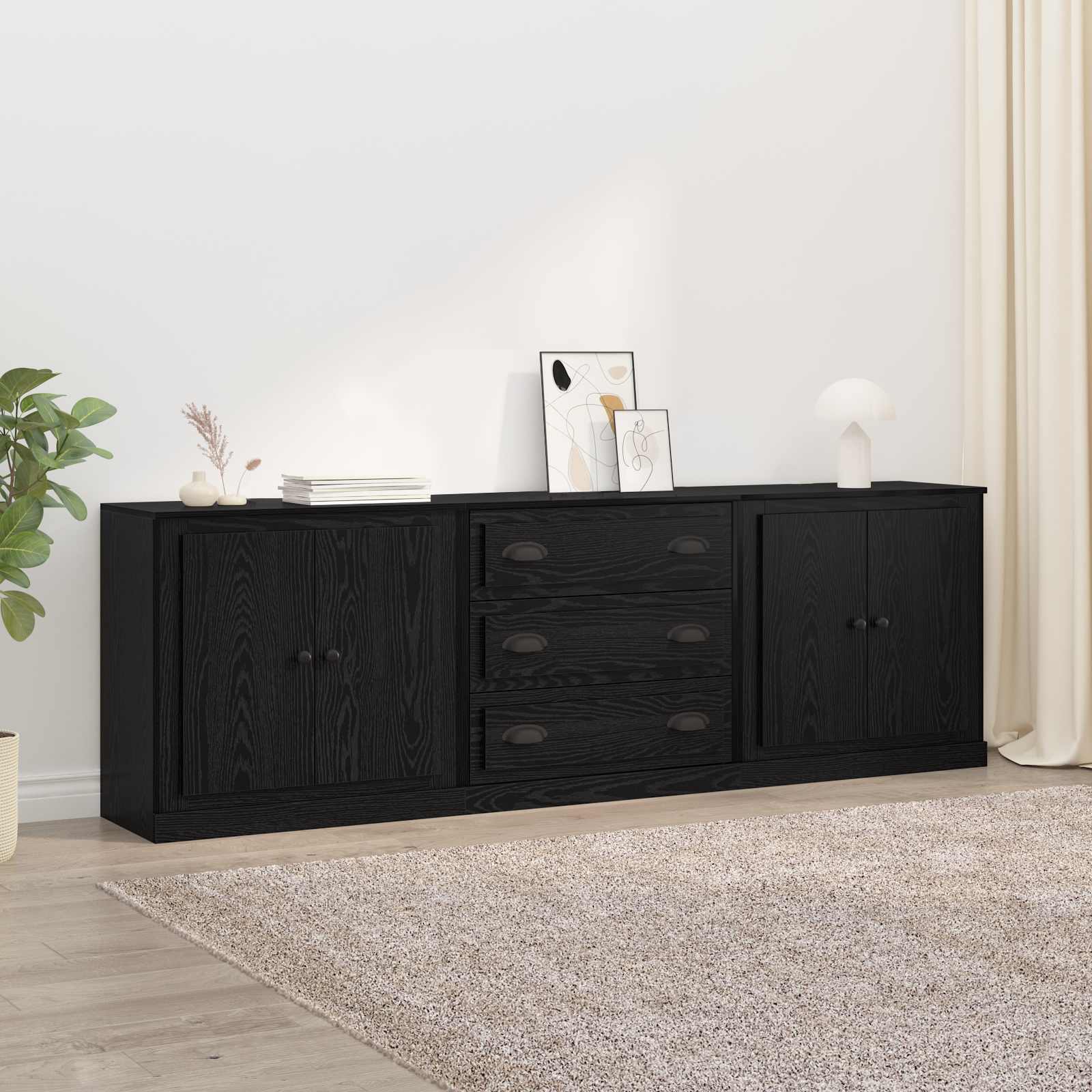 Buffets 3 pc Chêne noir 210 x 35,5 x 67,5 cm Bois d'ingénierie