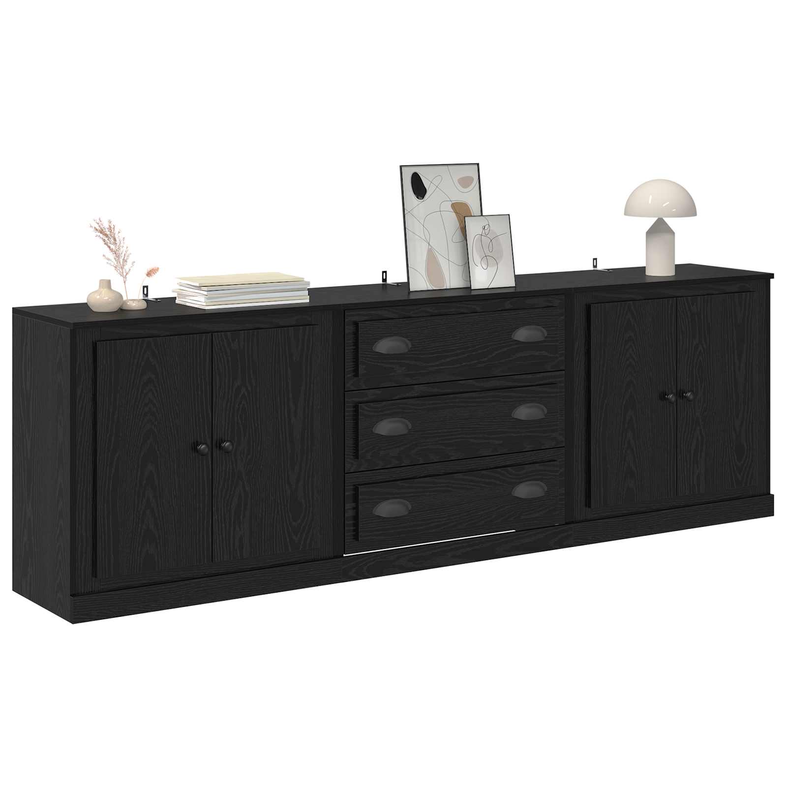 Buffets 3 pc Chêne noir 210 x 35,5 x 67,5 cm Bois d'ingénierie