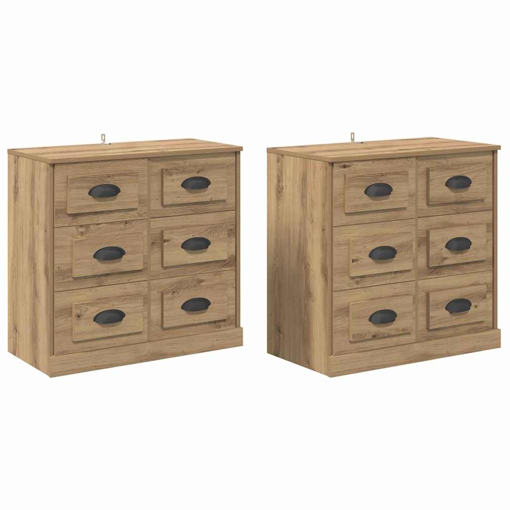 Buffets avec tiroir 2 pcs Chêne artisanal 70 x 35,5 x 67,5 cm - XIOS