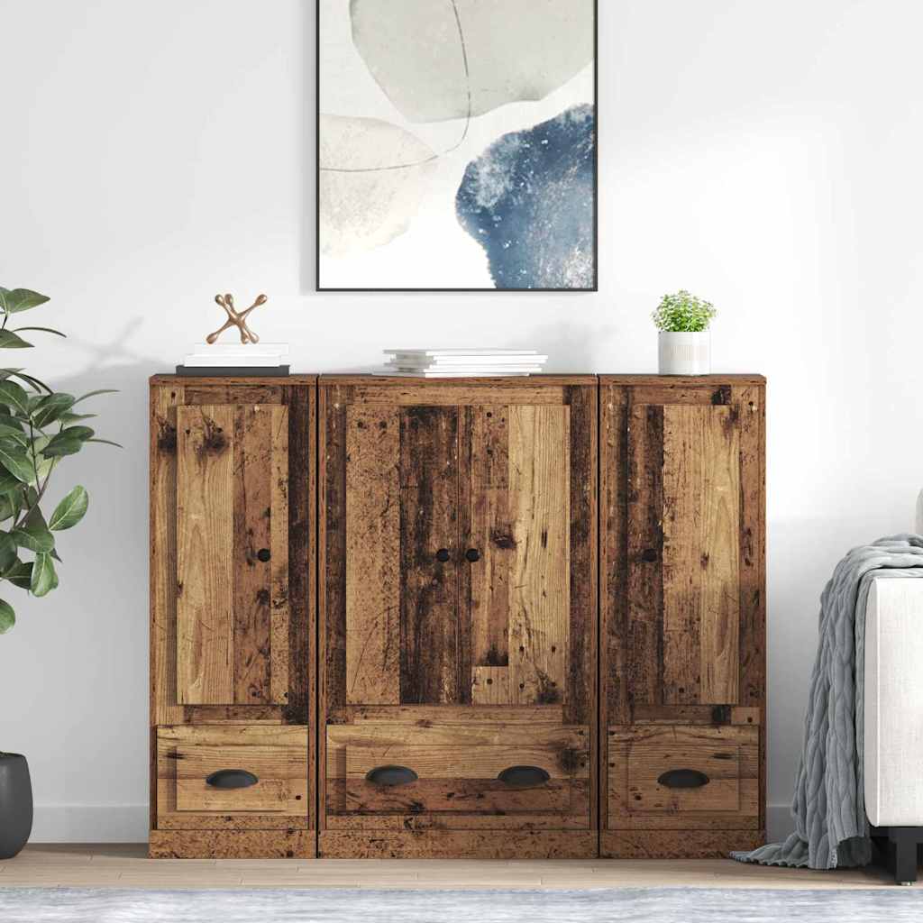 Haut Armoire avec tiroir 3 pcs Bois Ancien Bois d'ingénierie - XIOS