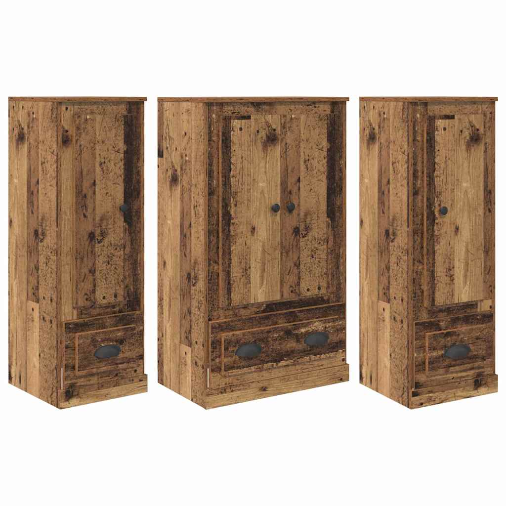 Haut Armoire avec tiroir 3 pcs Bois Ancien Bois d'ingénierie - XIOS