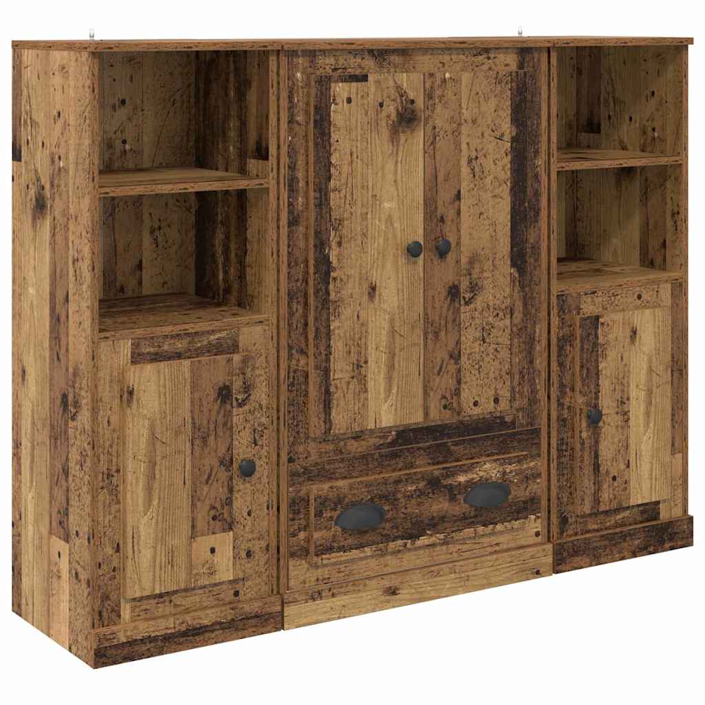 Haut Armoire avec tiroir 3 pcs Bois Ancien Bois d'ingénierie - XIOS