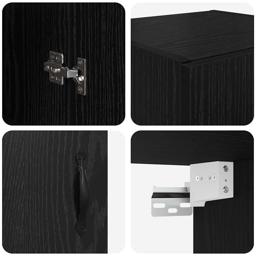 Haut Armoire Chêne blanc et noir 69,5 x 34 x 180 cm - XIOS