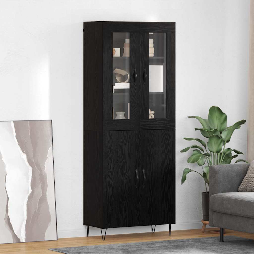 Haut Armoire Chêne blanc et noir 69,5 x 34 x 180 cm - XIOS