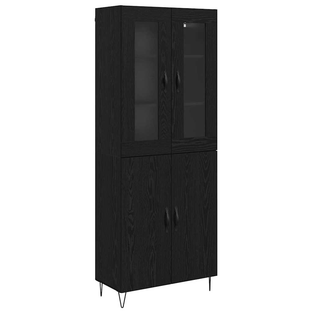 Haut Armoire Chêne blanc et noir 69,5 x 34 x 180 cm - XIOS