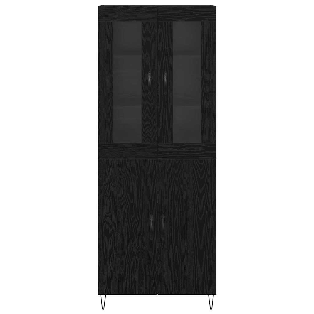 Haut Armoire Chêne blanc et noir 69,5 x 34 x 180 cm - XIOS