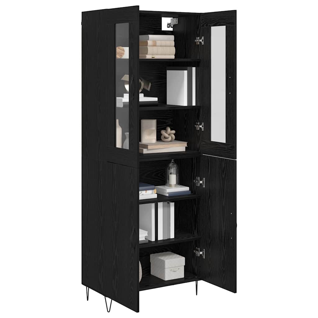 Haut Armoire Chêne blanc et noir 69,5 x 34 x 180 cm - XIOS