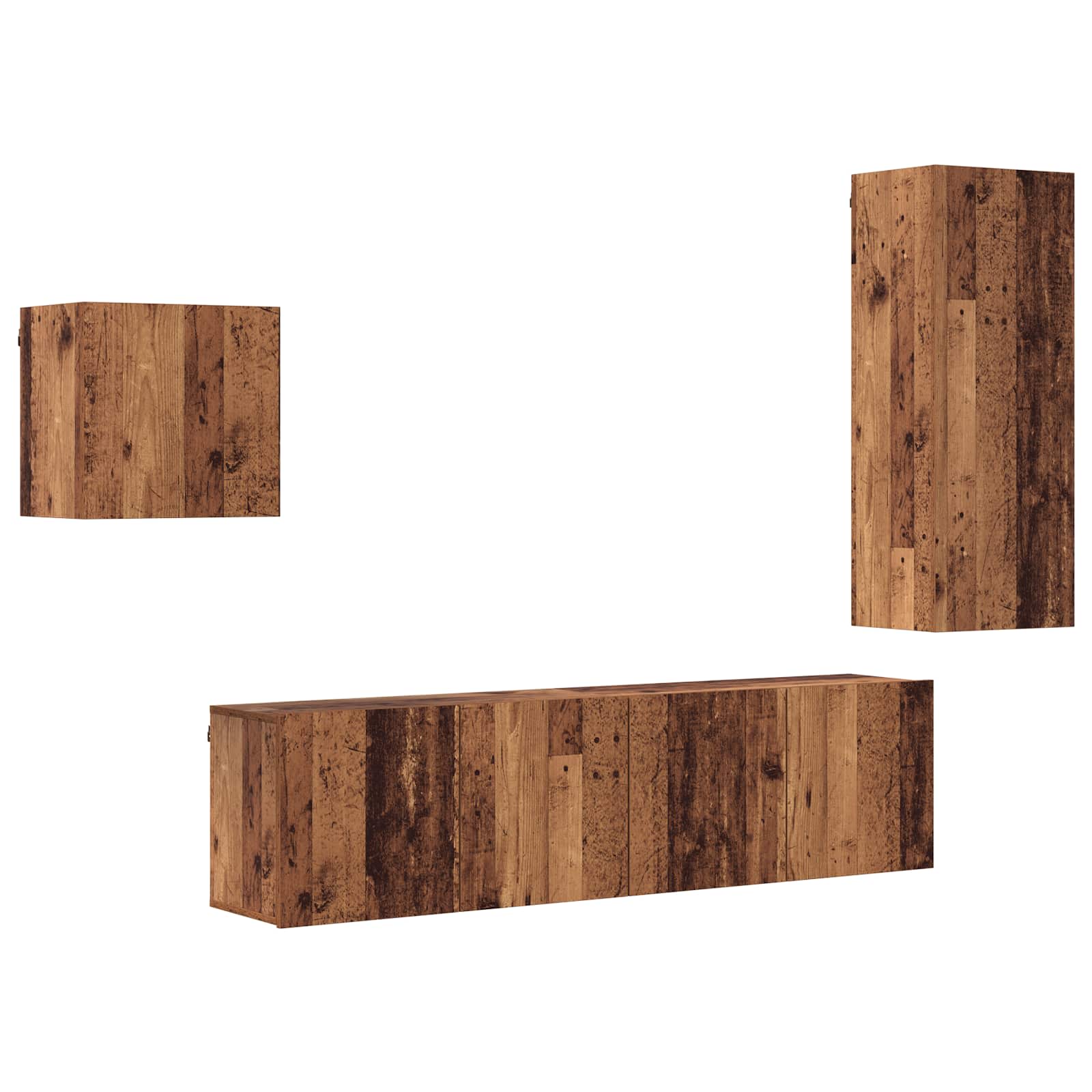 Meuble TV Montage mural 4 pcs Bois Ancien Bois d'ingénierie - XIOS
