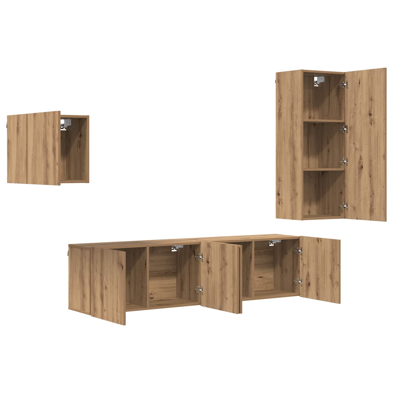 Meuble TV Montage mural 4 pcs Chêne artisanal Bois d'ingénierie - XIOS