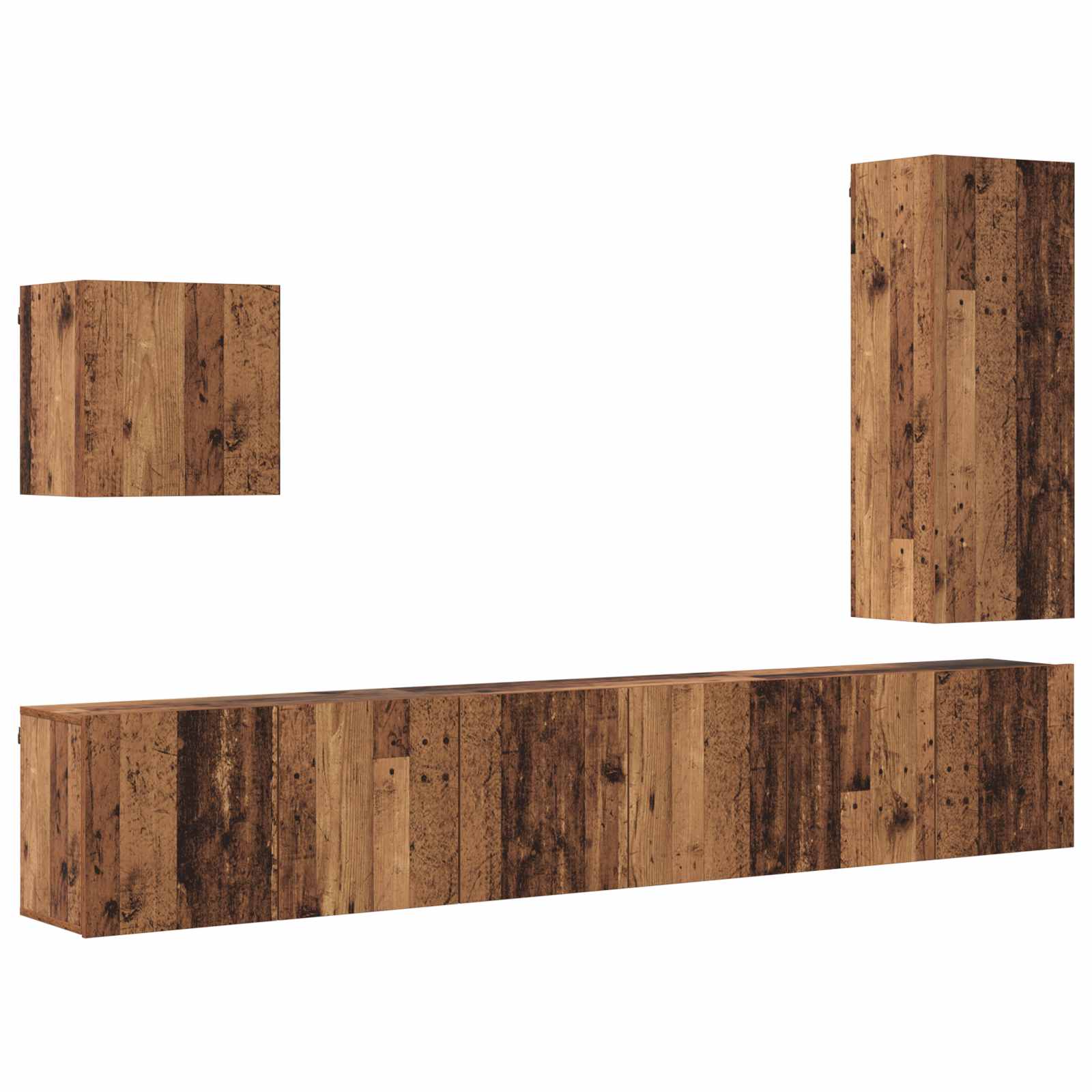 Unité murale de TV 5 pcs Bois Ancien Bois d'ingénierie - XIOS
